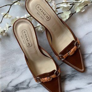 Coach Brown Leather Slide Heels